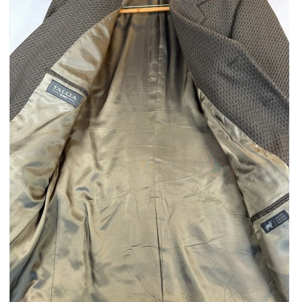 Tallia Uomo Mens 42R Brown Worsted Wool 3-Button‎ Blazer Sport Coat Vintage USA